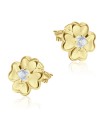 Four Leaf Clovers With CZ Stone Silver Ear Stud STS-5144